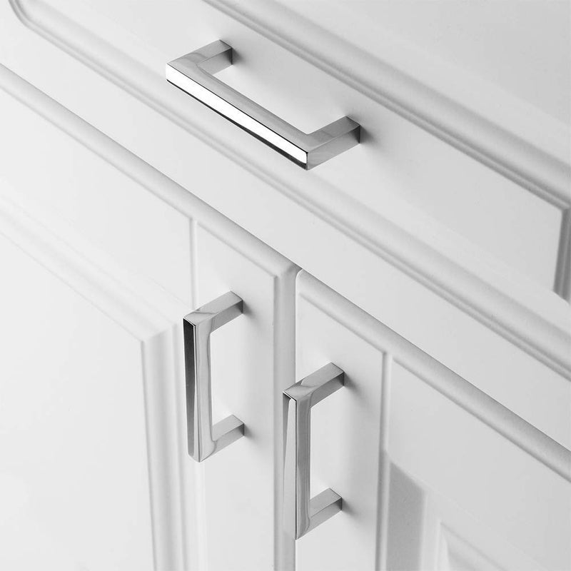 KOOFIZO Solid Square Bar Cabinet Handle - Chrome Furniture Pull, 3 Inch/76mm Screwhole Distance, 10-Pack for Kitchen Cupboard Door, Bedroom Dresser Drawer, Bathroom Wardrobe Hardware - Image 4